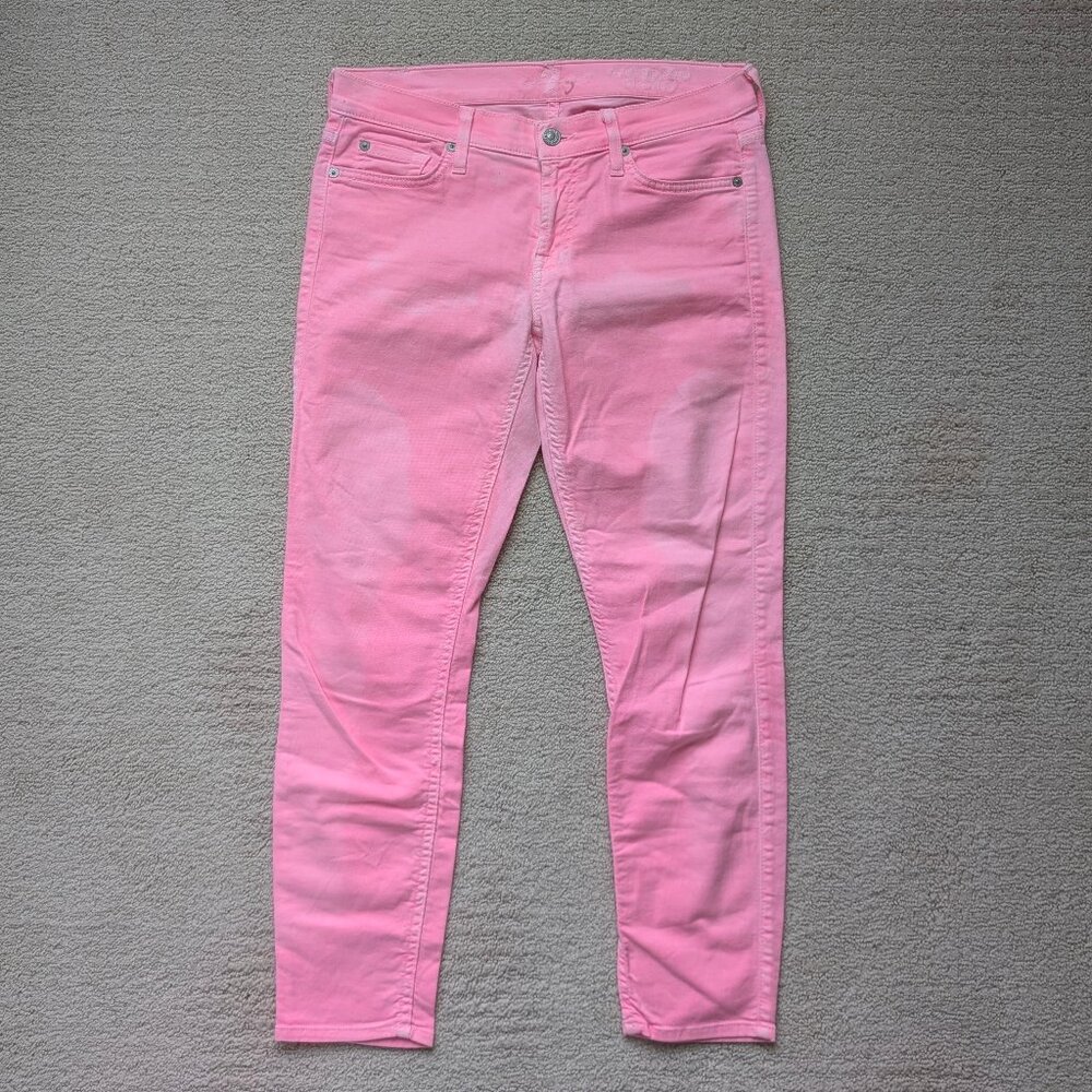 7 For All Mankind The Cropped Skinny Jeans PINK wash denim Women's 29 stretch